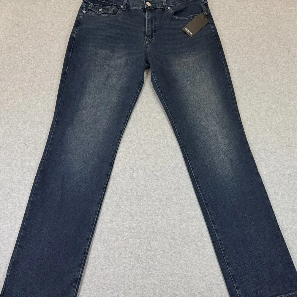 True Religion Ricky SN Flap Relaxed Straight Jeans Dark Woodland Wash 36x34 NWT